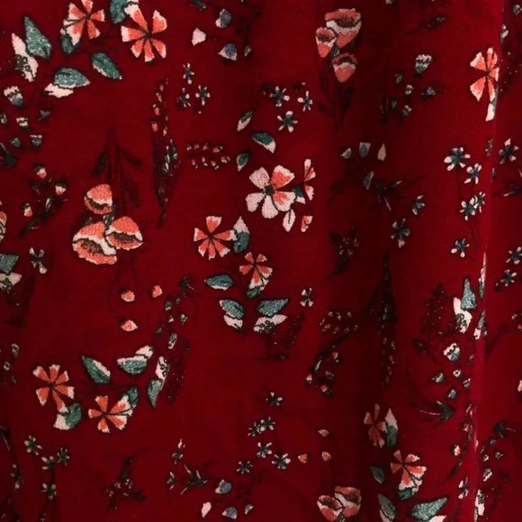 3/$25 ❥ Gap Floral Lightweight Viscose Ruffled 3/4 Sleeves Blouse Top Size M Red - Picture 7 of 8